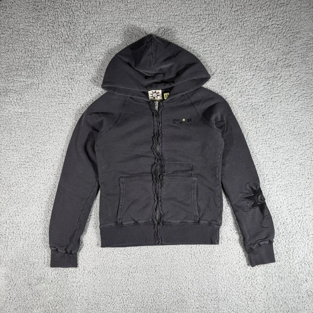 Vintage Volcom Star Dove Zip Up Hoodie Womens Medium Black Logo Skate Surf